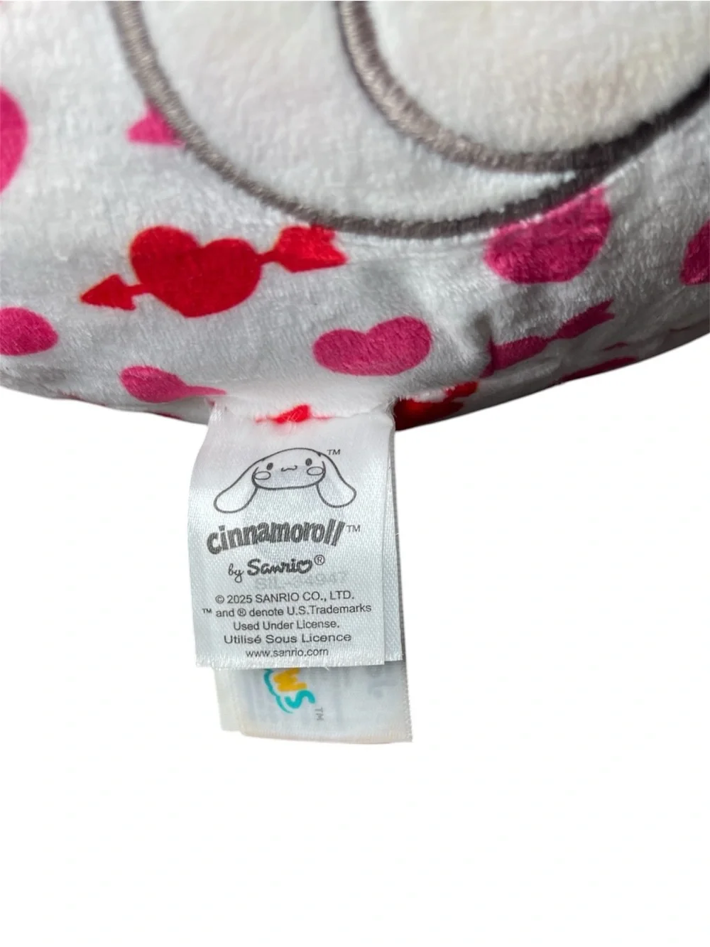Sanrio Cinnamoroll Plush with Red and Pink Heart Pattern valentine’s Day Pillow